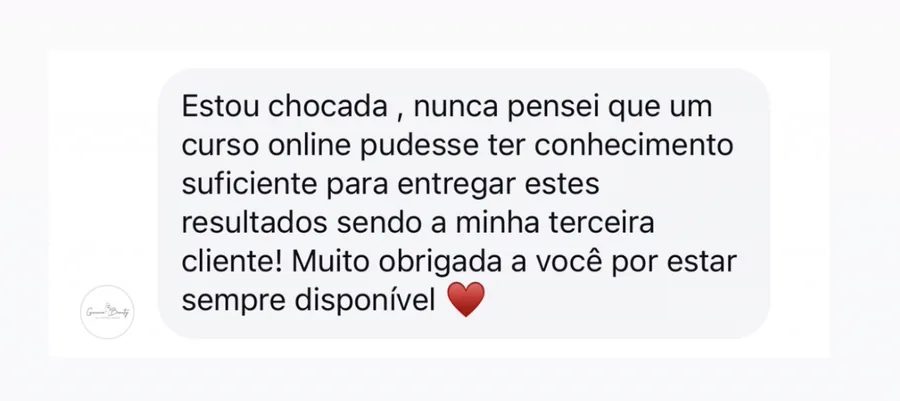 Aluna: nunca pensei que um curso online pudesse entregar estes resultados na minha terceira cliente