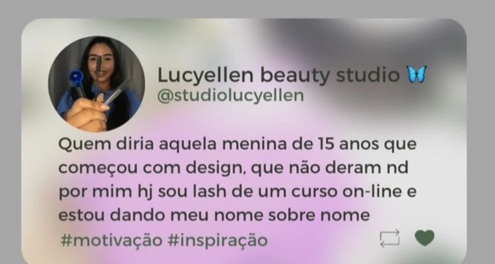 Aluna: hoje sou lash de um curso on-line